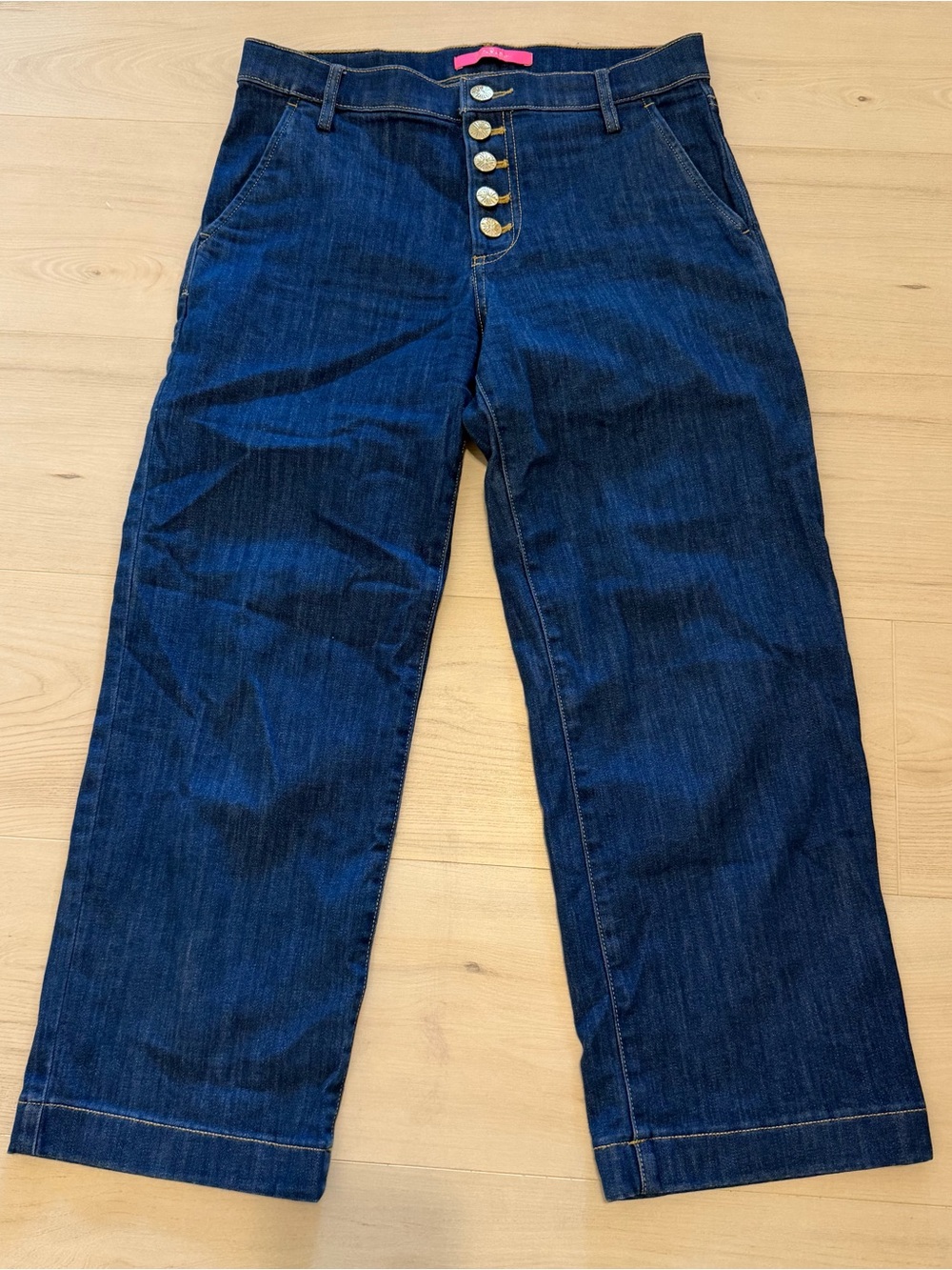 Lilly Pulitzer Dark Blue Button-Front Cropped Jeans 4
